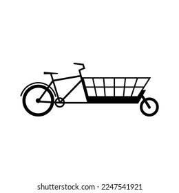 Cargo Bike Silhouette Symbol. Transporter-Fahrrad-Flavektor-Vektorgrafik