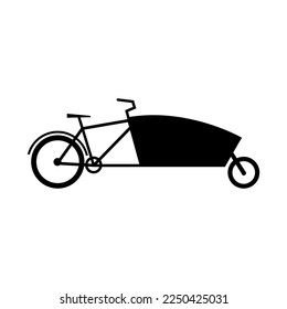 Cargo Bike Silhouette Symbol. Transporter-Fahrrad-Flavektor-Vektorgrafik