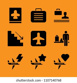 cargo, black, sunset and nature icon set. Vector illustration for web and design.