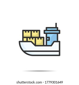 Cargo Boat   icon line vector illustration 