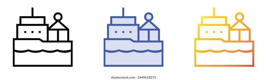 cargo boat icon. Linear, Blue Fill and Gradient Style Design Isolated On White Background