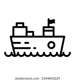 cargo boat icon on transparent background