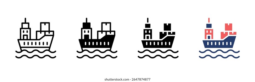 Cargo Boat icon sheet multiple style collection