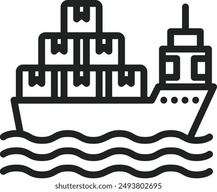 Icono de barco de carga Imagen de Vector. Adecuado para aplicaciones móviles de Web y medios de impresión.
