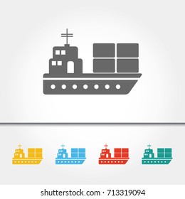 Cargo Boat Single Icon Vector Illustration