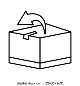 Cargo box icon illustration with left arrow. suitable for return icon. icon related to logistic, delivery. Line icon style. Simple vector design editable