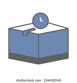 Ladenkastensymbol-Illustration mit der Zeit. geeignet für die Lieferung. Symbol für Logistik, Lieferung. Zwei Töne Symbol Stil. Einfaches Vektordesign bearbeitet
