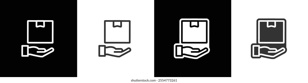 Cargo box. Icons about delivery boxes and package. Delivery boxes and package, Flat and thin line icon. Symbol collection in black, white and transparent background. Eps10.