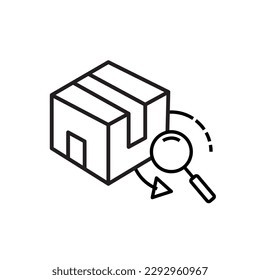 cargo box magnifier icon vector.
