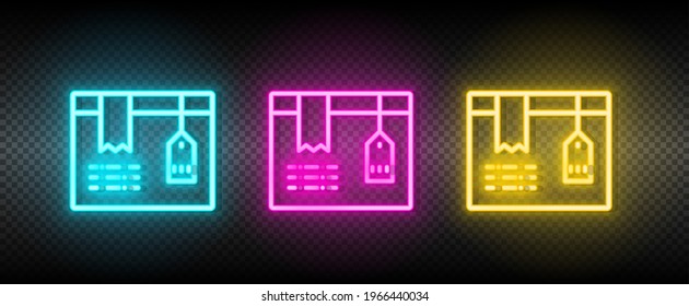 Cargo, box neon icon set