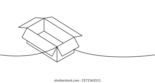 Cargo box one line continuous drawing. Carton delivery packaging box. Vector illustration.