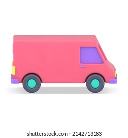 Cargo box truck goods commercial transportation realistic 3d icon isometric vector illustration. Freight urban vehicle courier postal delivery service isolated. Shipment automobile side view template