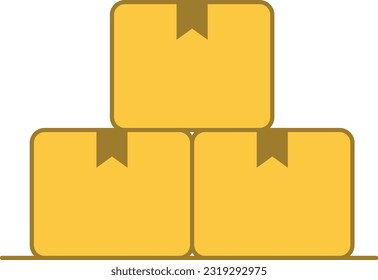 cargo boxes carton color icon isolated white background