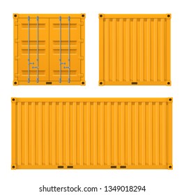 Cargo bright yellow container for shipping and sea export. Vector realistic container illustration isolated on white background