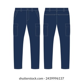 Cargo Broek Pant Vector technical sketch of mens cargo pants mock-up