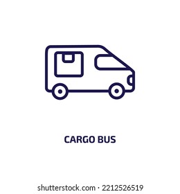cargo bus icon from delivery and logistic collection. Thin linear cargo bus, bus, cargo outline icon isolated on white background. Line vector cargo bus sign, symbol for web and mobile