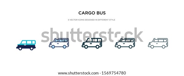 cargo bus\
icon in different style vector illustration. two colored and black\
cargo bus vector icons designed in filled, outline, line and stroke\
style can be used for web, mobile,\
ui