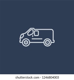 Cargo Bus icon. Cargo Bus linear design concept from Delivery and logistic collection. Simple element vector illustration on dark blue background.