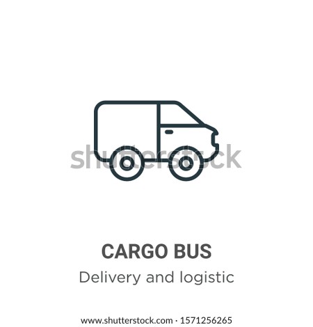 Cargo bus outline vector icon. Thin line black cargo bus icon, flat vector simple element illustration from editable delivery and logistic concept isolated on white background