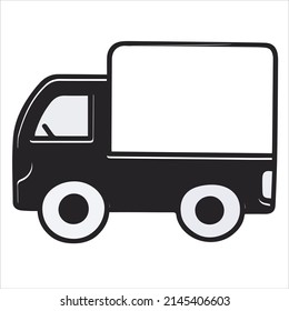 Cargo car black and white design vector illustration