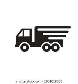 Cargo Car schnelle Lieferung logistische Symbol flaches Design. Schnelles Versandsymbol. Verkehrsspeditionsschild für Lastkraftwagen. Transport, Vektorgrafik. 