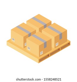 Cargo Cardboard Box Flat Design. Delivery Service. Vector illustration