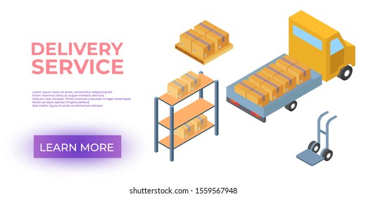 Cargo Cardboard Box Flat Design. Delivery Service. Vector illustration
