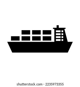 Cargo carrier silhouette icon. Sea transport. Vector.