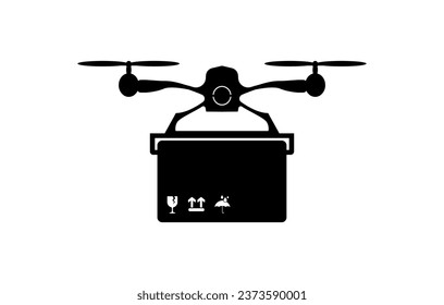 cargo carrying drone icon on white background