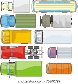 cargo cars overhand view silhouettes