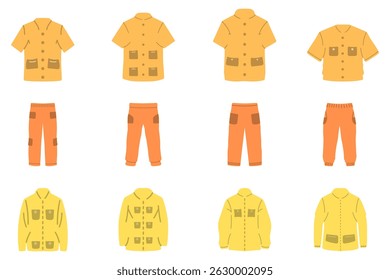Cargo Clothes Icon Set. Fashion Design