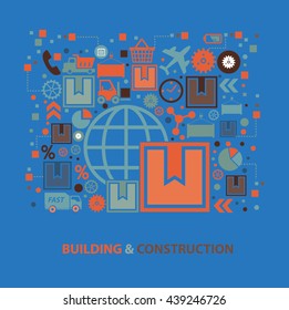 Cargo concept design on blue background,vector