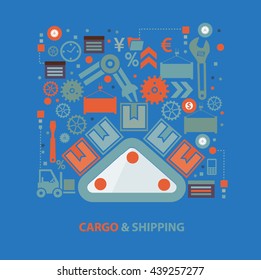 Cargo concept design on blue background,vector