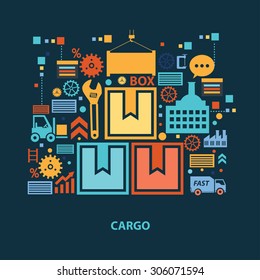 Cargo concept design on dark background,clean vector