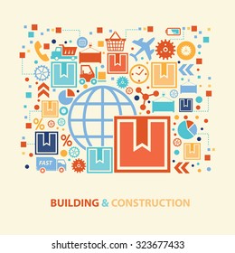 Cargo concept design on old background,clean vector