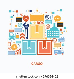 Cargo concept design on white background,clean vector