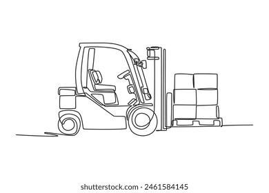 Cargo Concept. Single line draw design vector graphic illustration.