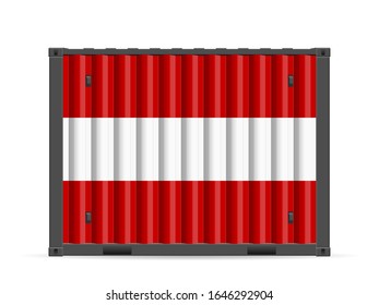 Cargo container Austria flag on a white background. Vector illustration.