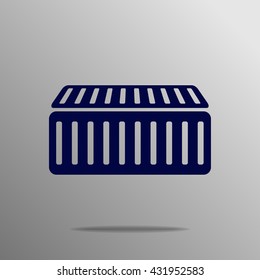 cargo container blue on a gray background