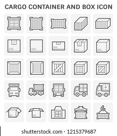 Cargo container and box icon set for shipping and transportation work design.