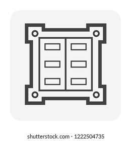 Cargo container and box icon for shipping and transportation work design.