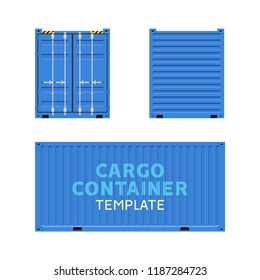 Cargo container box isolated vector. Cargo sides delivery business template.