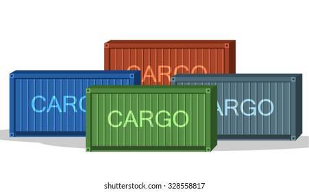 Cargo Container Collection Isolated on White