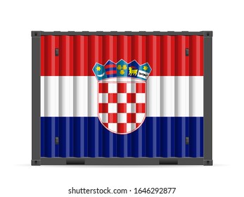 Cargo container Croatia flag on a white background. Vector illustration.