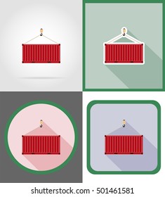 cargo container delivery flat icons vector illustration isolated on background