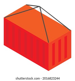 Icono del contenedor de carga vectores isométricos. Icono de contenedor de metal rojo cerrado. Transporte de carga, transporte marítimo, logística