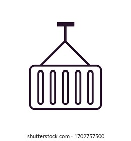 cargo container icon over white background, line style, vector illustration