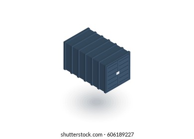 cargo container isometric flat icon. 3d vector colorful illustration. Pictogram isolated on white background