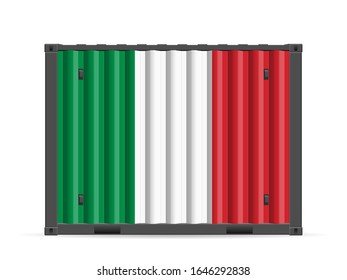 Cargo container Italy flag on a white background. Vector illustration.