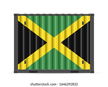 Cargo container Jamaica flag on a white background. Vector illustration.